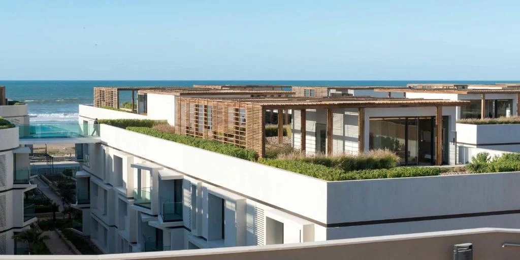 Rooftop architecture overlooking the Atlantic